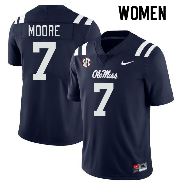 Women #7 Louis Moore Ole Miss Rebels College Football Jerseys Stitched-Navy